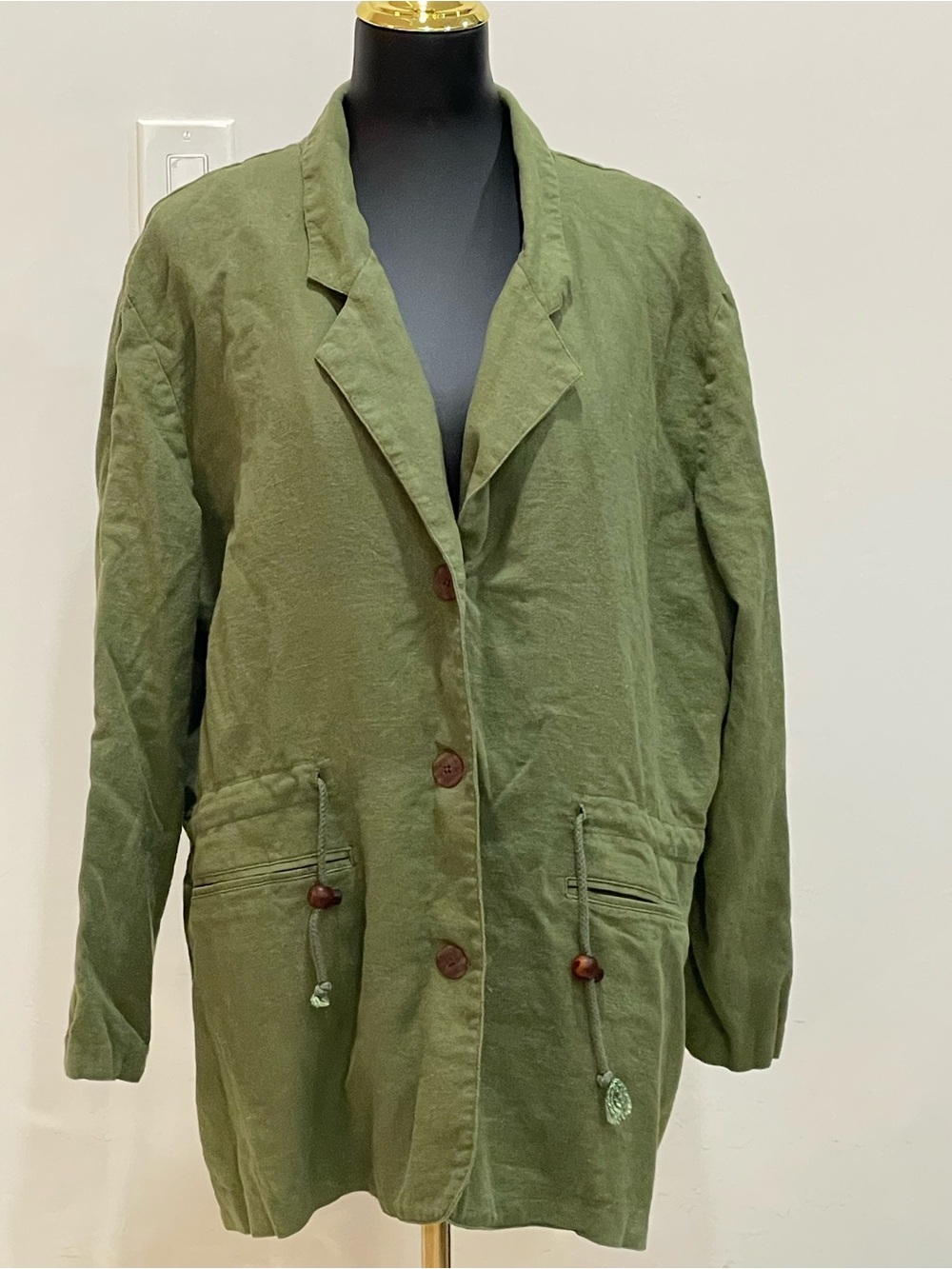 Vintage 90s M.J. Carroll Olive Green Oversized Utility Blazer Jacket XL